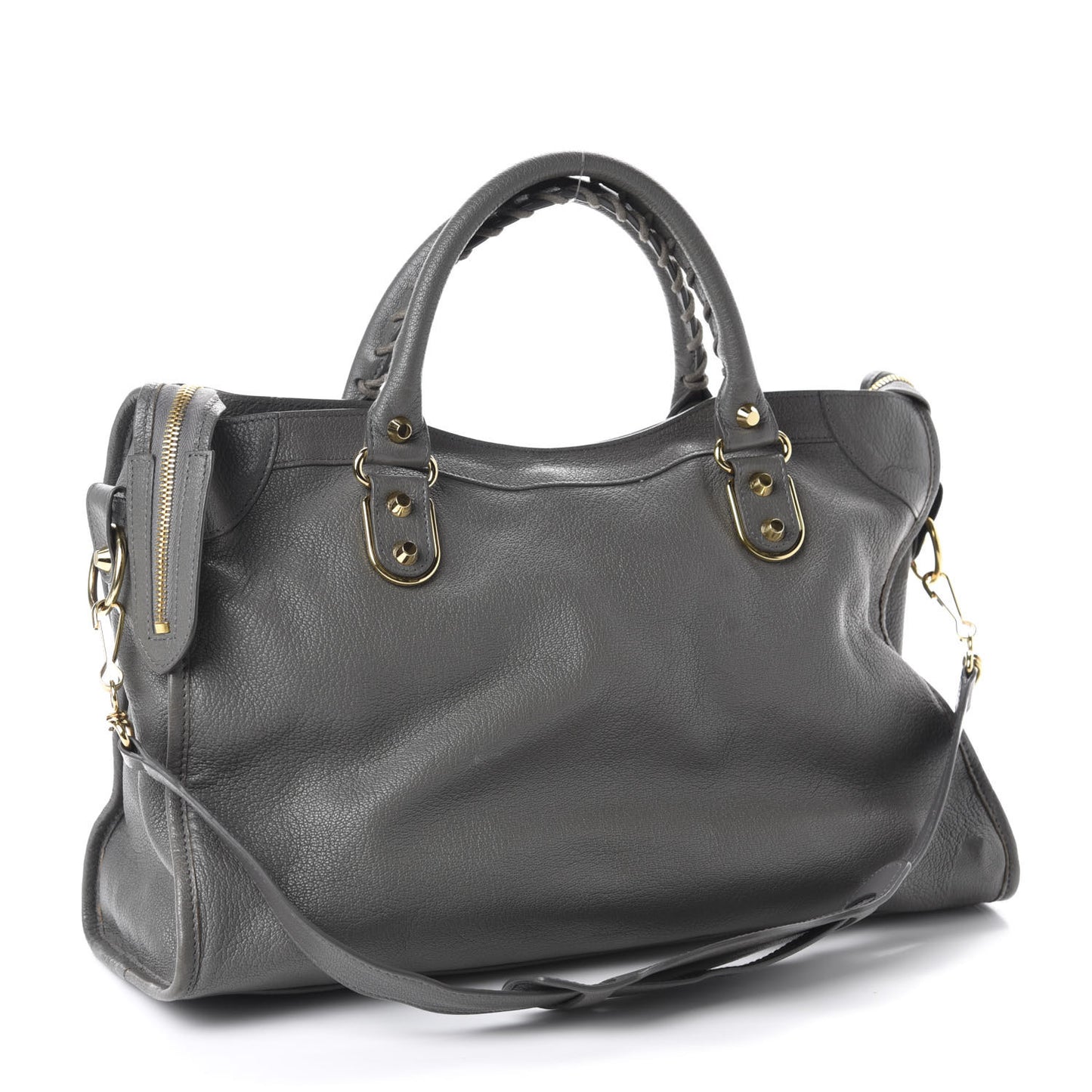 Chevre Gold Metallic Edge Hardware City Gris Acier