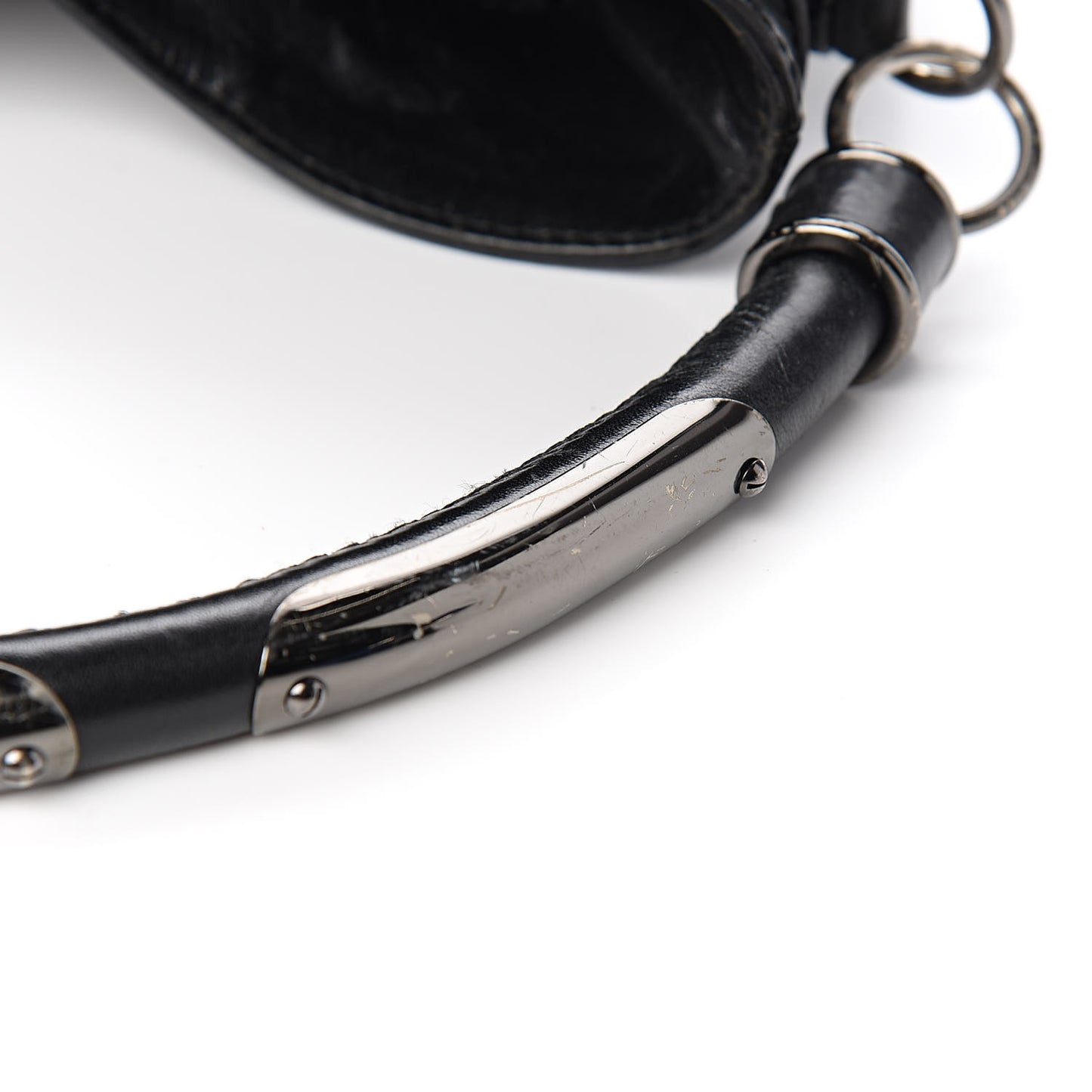 Nylon Beat Check Studded Hobo Black