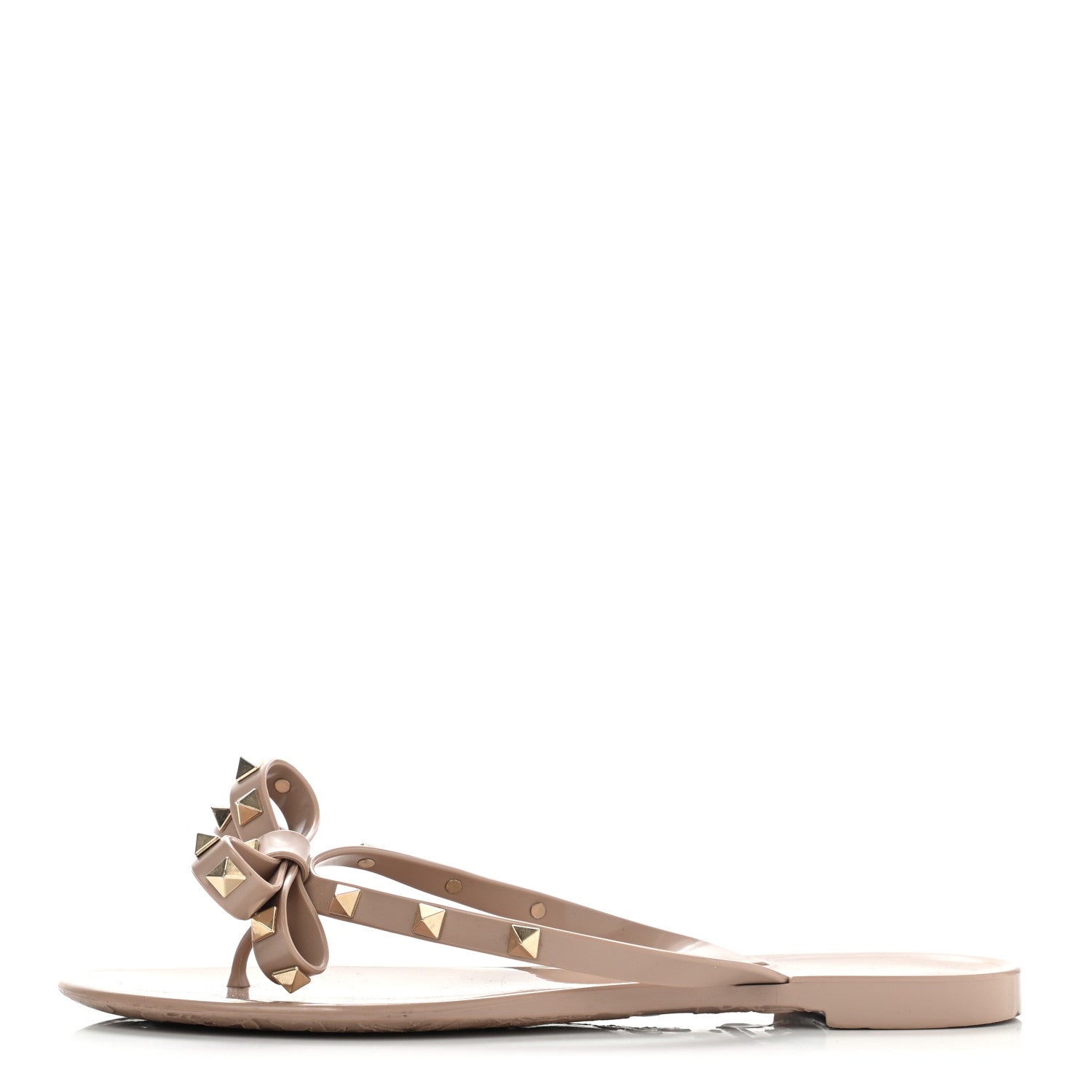 Valentino Garavani PVC Jelly Rockstud Bow Thong Sandals 40 Poudre 1 of 7