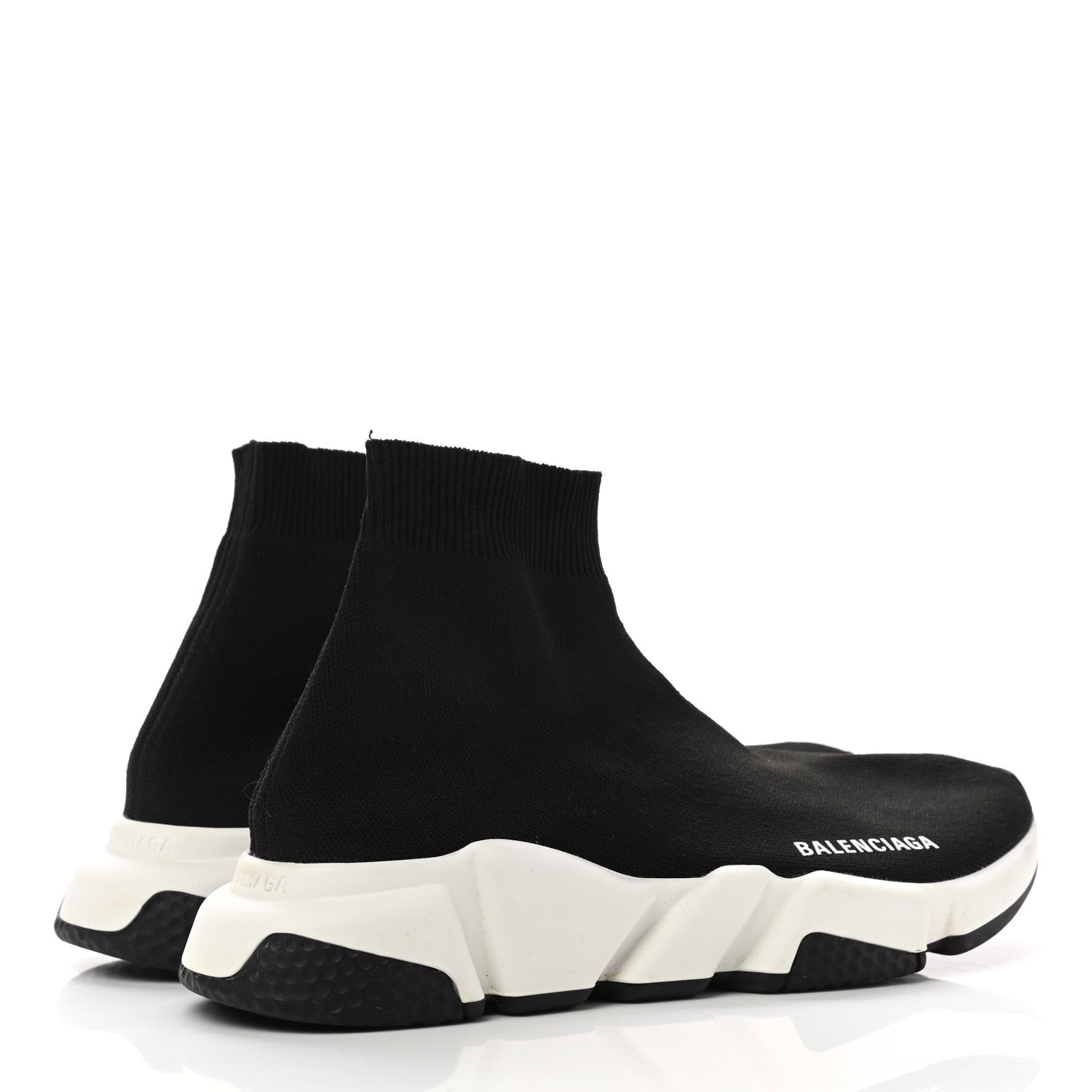 Balenciaga Neoprene Knit Womens Speed Sneakers 38 Black White 4 of 8