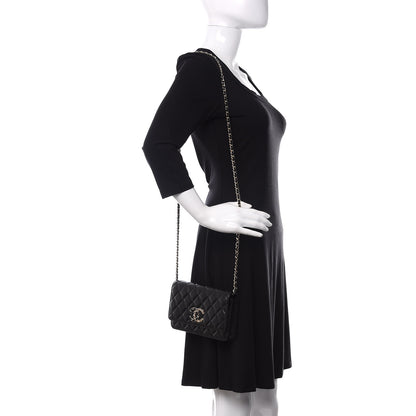 Chanel Caviar Quilted French New Wave Chain CC Wallet On Chain WOC Black 2 of 12