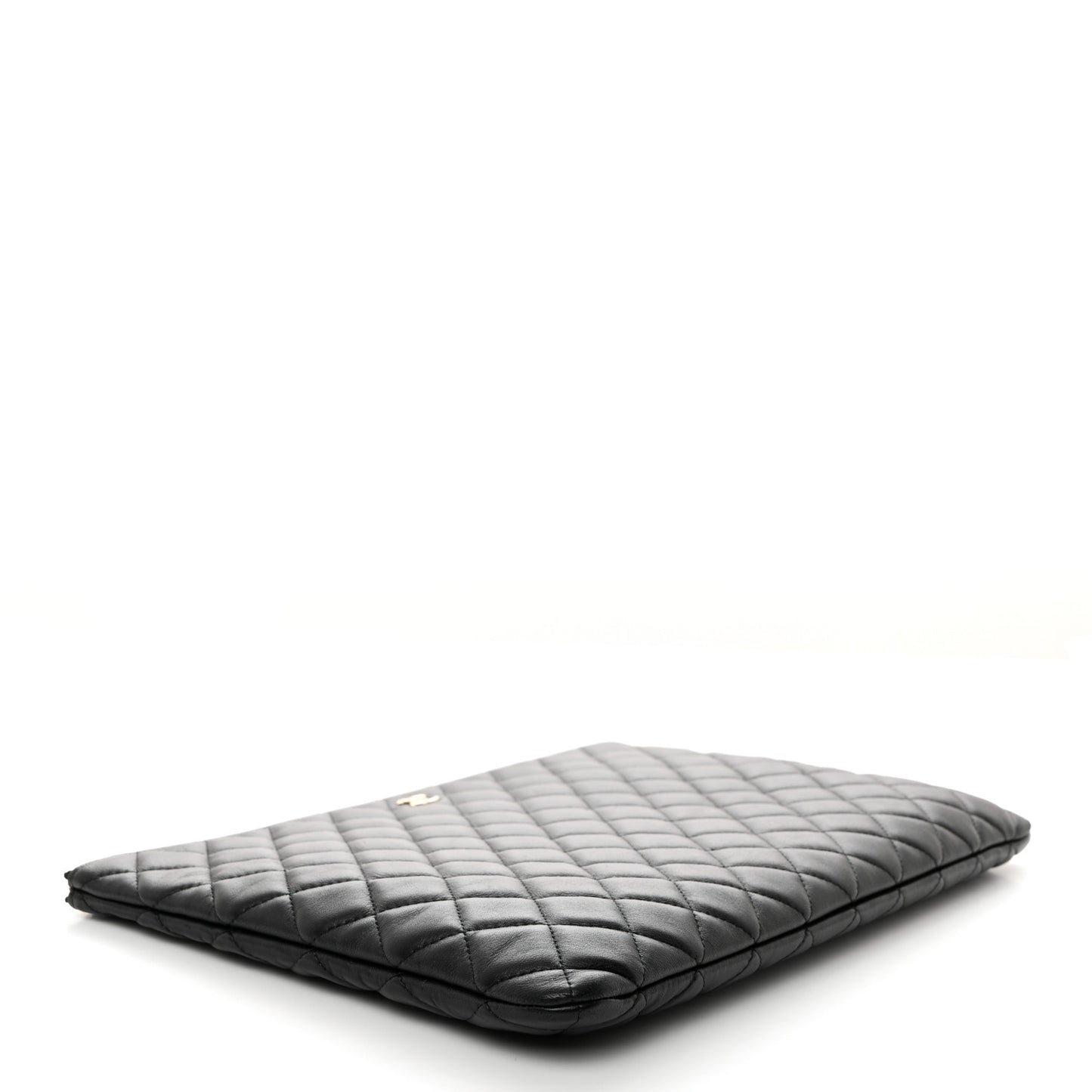 Lambskin Quilted Large Cosmetic Case Black