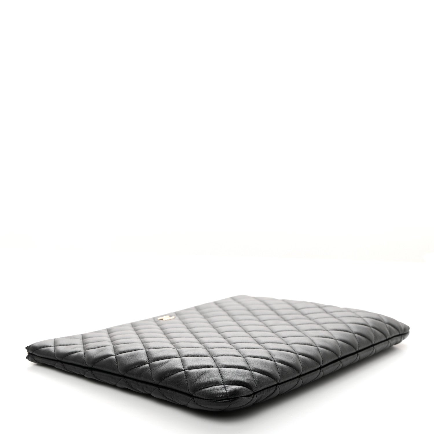 Chanel Lambskin Quilted Large Cosmetic Case Black 4 of 8