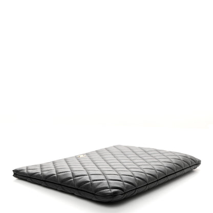 Chanel Lambskin Quilted Large Cosmetic Case Black 4 of 8