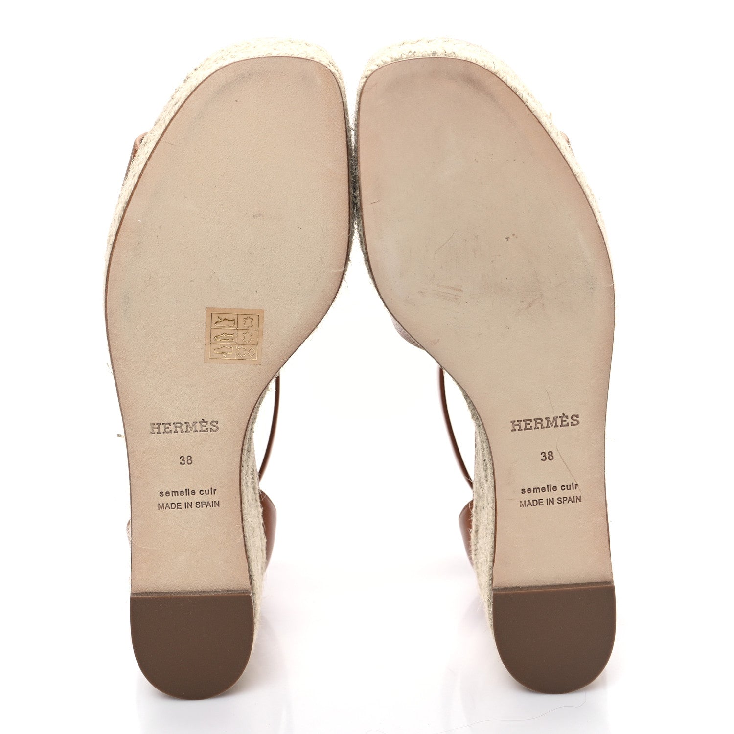 Hermes Goatskin Elda Espadrille Wedge Sandals 38 Natural 5 of 8