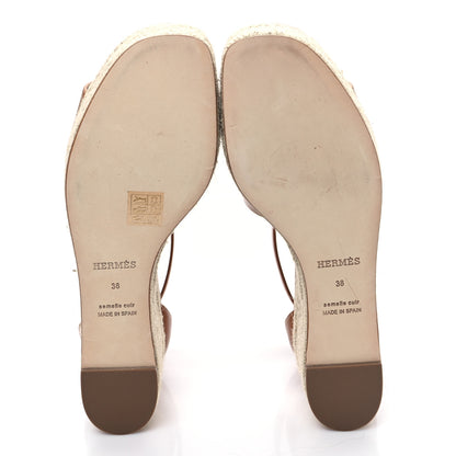 Hermes Goatskin Elda Espadrille Wedge Sandals 38 Natural 5 of 8