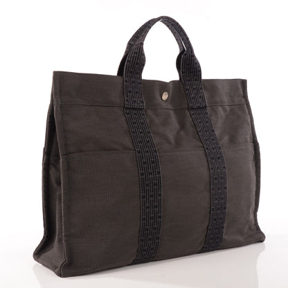 Hermes Canvas Herline MM Tote Grey 7 of 13