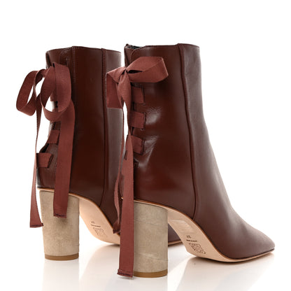 Loewe Calfskin Ankle Boots 80 37 Burgundy 4 of 8
