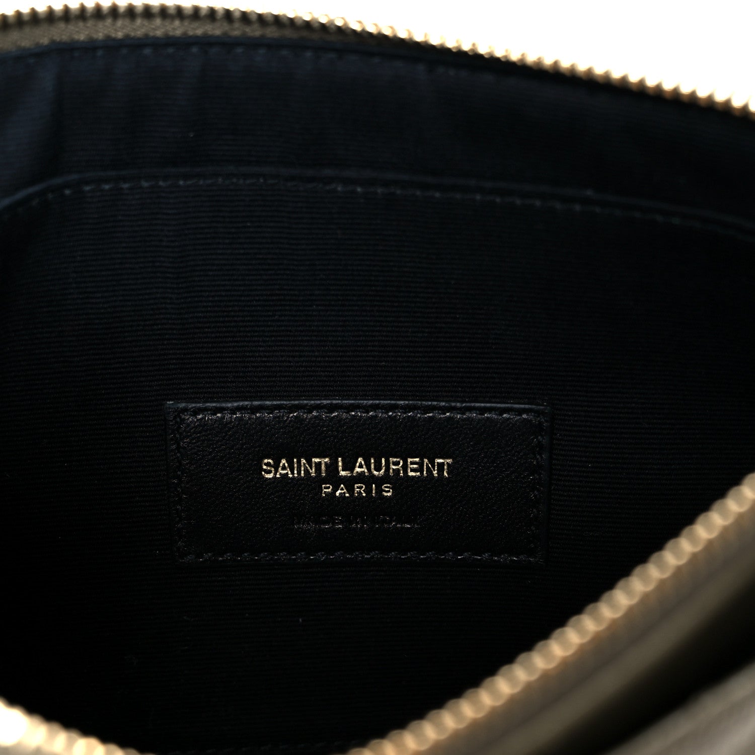 Saint Laurent Grain De Poudre Chevron Monogram Bill Pouch Vert Kaki 9 of 18