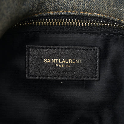 Saint Laurent Denim Quilted Small Loulou Puffer Monogram Chain Satchel Rodeo Blue 6 of 9