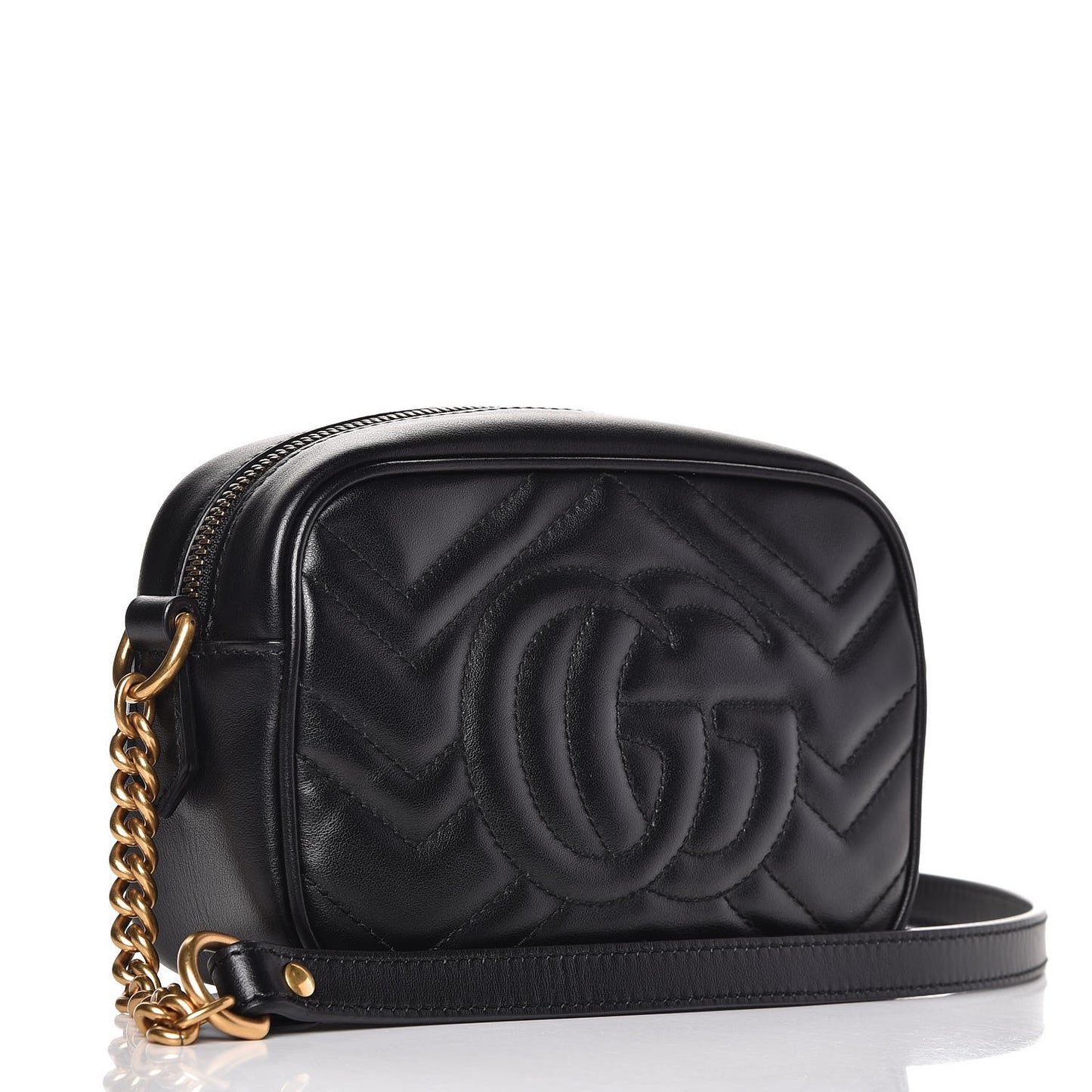 Calfskin Matelasse Mini GG Marmont Chain Shoulder Bag Black