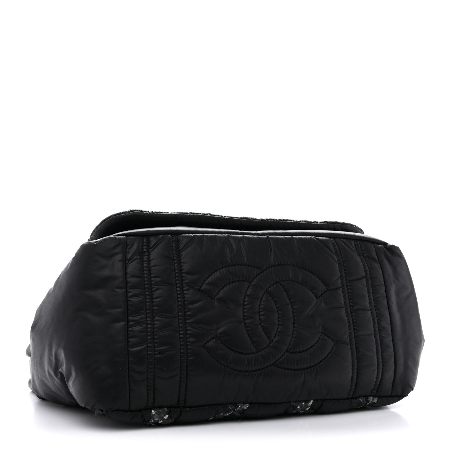 Chanel Nylon Quilted Tweed Stitch Bubble Flap Black 4 of 12