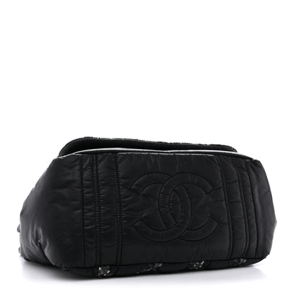 Chanel Nylon Quilted Tweed Stitch Bubble Flap Black 4 of 12