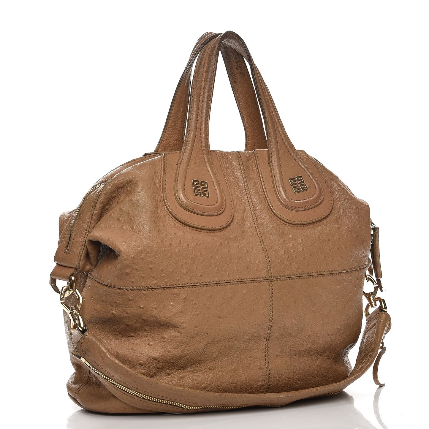 Calfskin Ostrich Embossed Medium Nightingale Brown