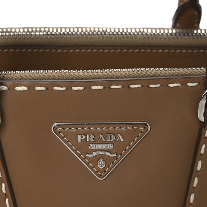 Prada City Calf Mini Hand Stitched Galleria Double Zip Tote Caramel 7 of 10