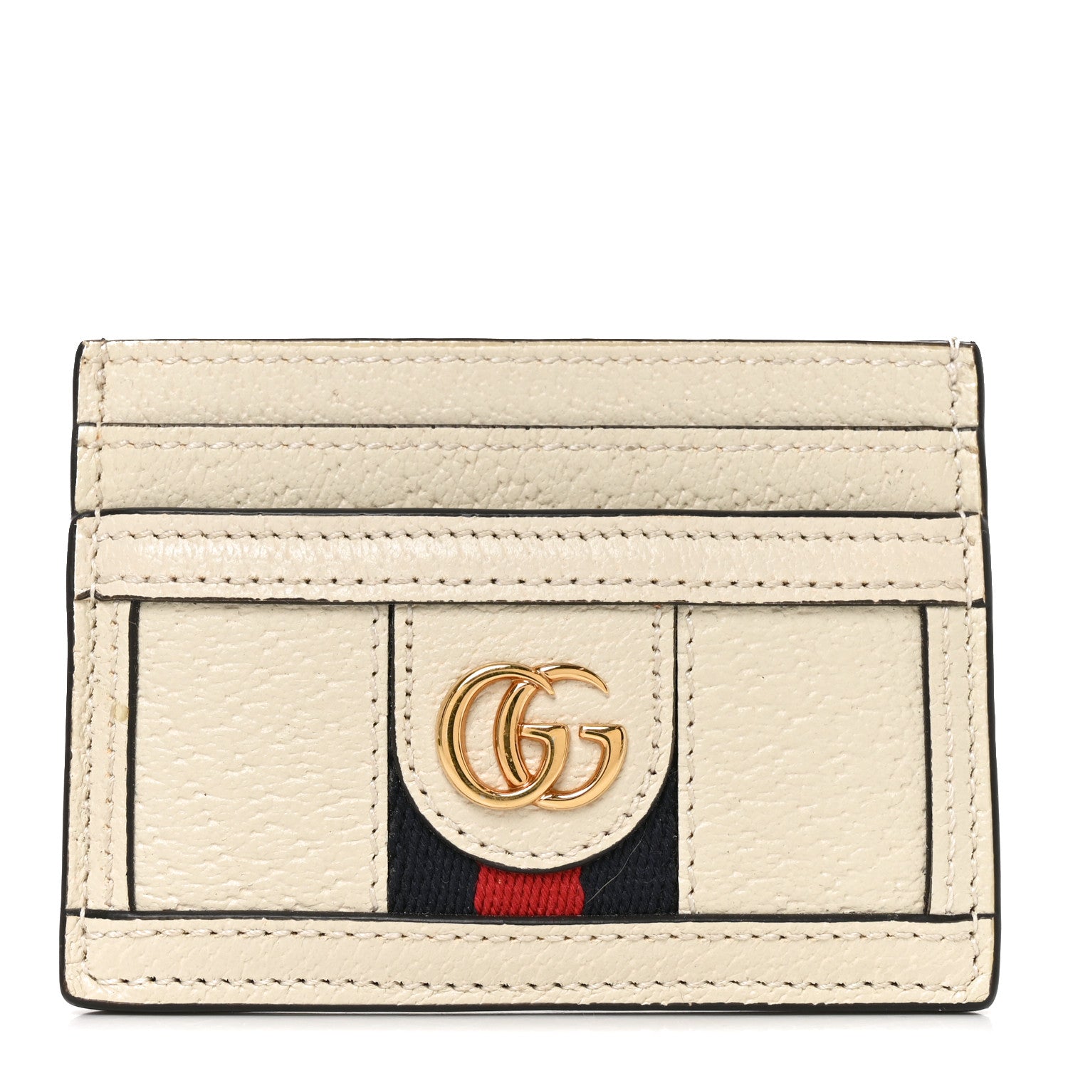 Gucci Textured Calfskin Web Ophidia Card Holder Mystic White 1 of 7