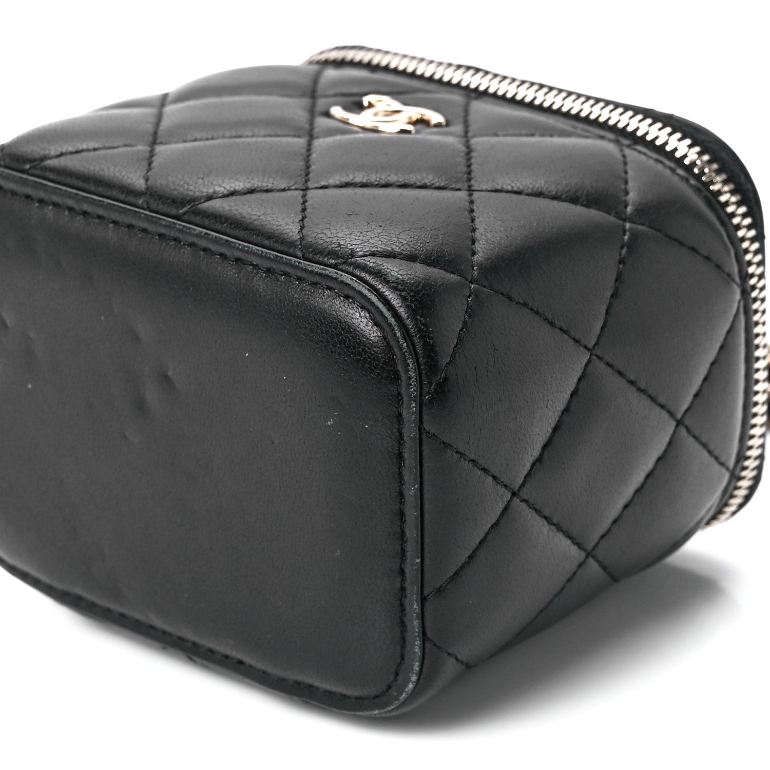 Chanel Lambskin Quilted Mini Pearl Crush Vanity Case With Chain Black 11 of 12