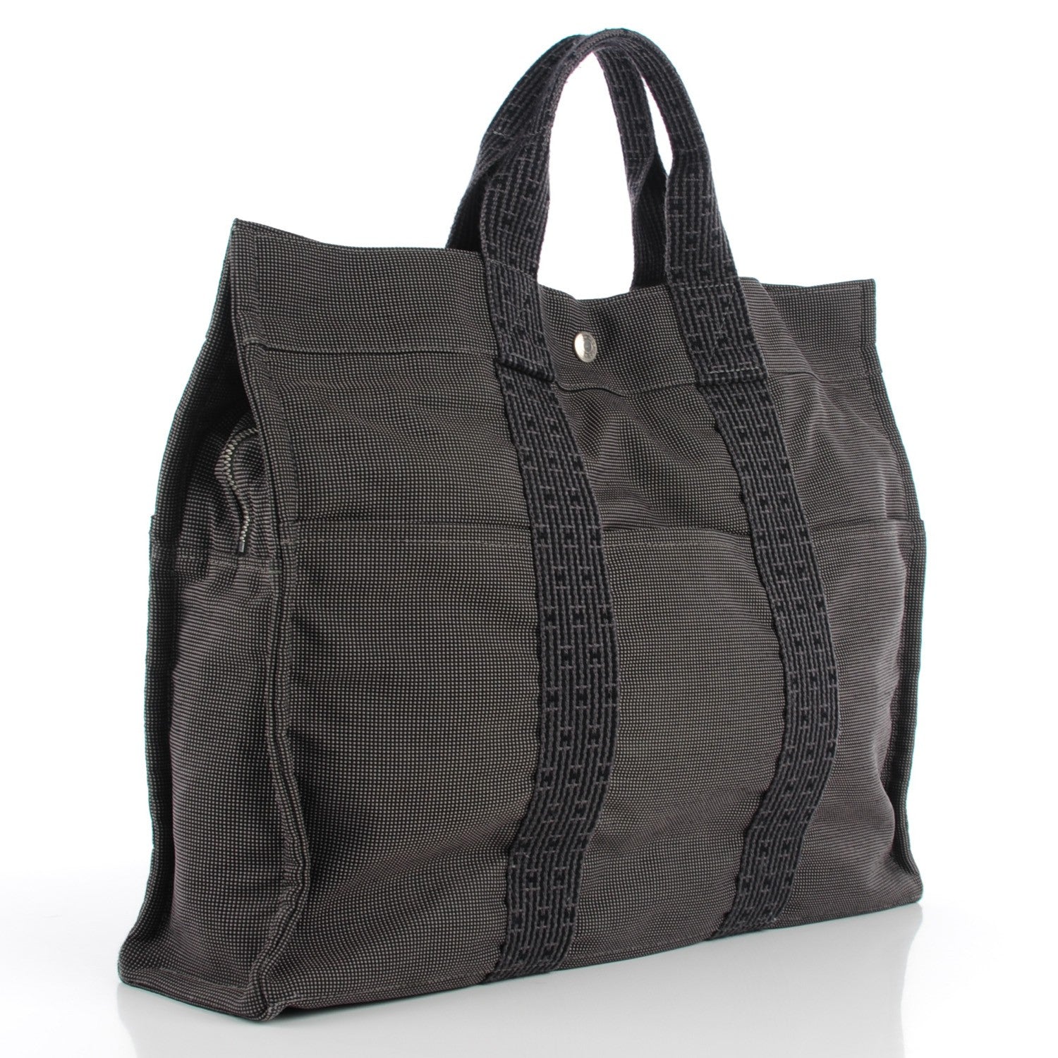 Hermes Canvas Herline MM Tote Grey 5 of 11