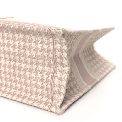 Christian Dior Canvas Macro Houndstooth Embroidered Medium Book Tote Pink White 10 of 12