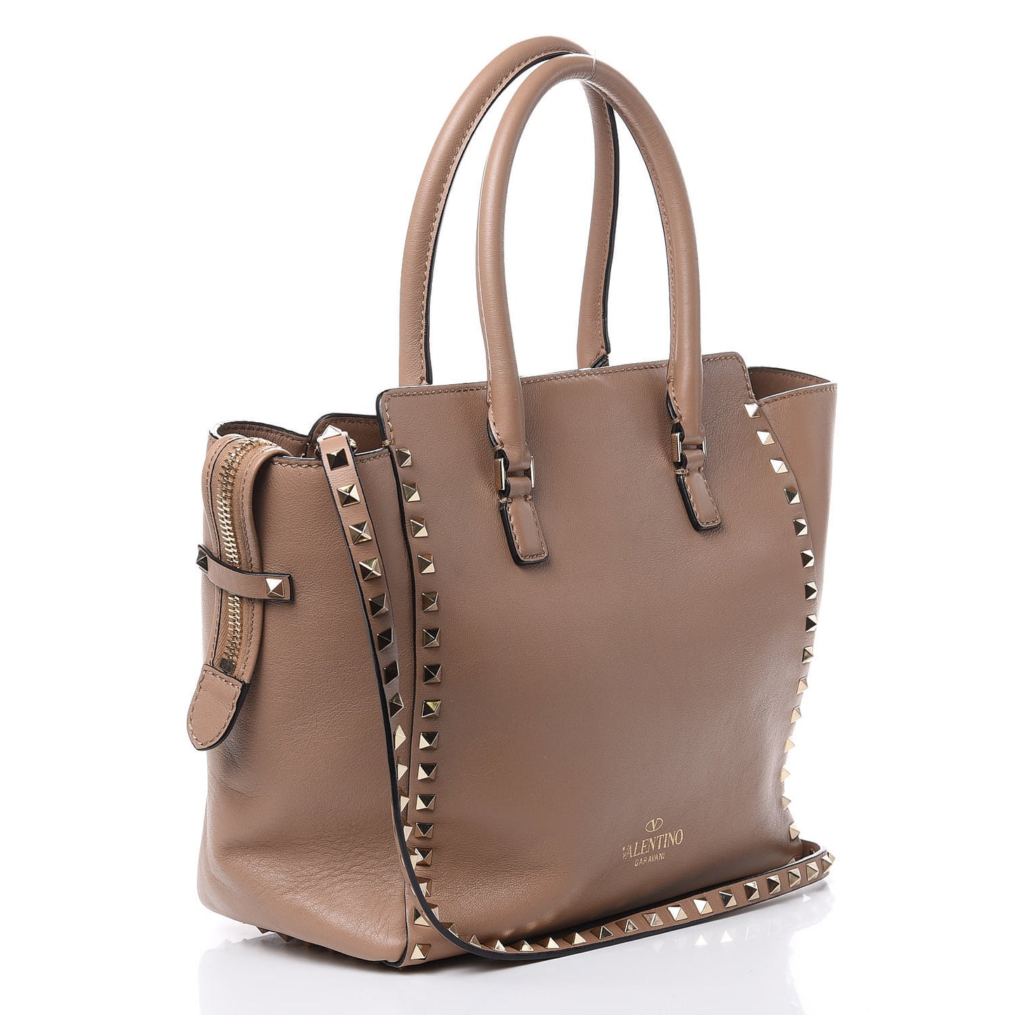 Vitello Rockstud Double Handle Tote Alpaca