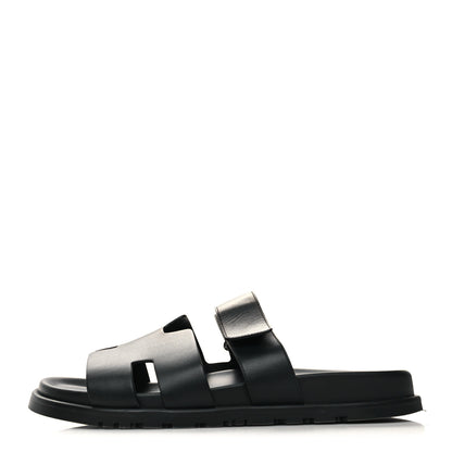 Hermes Calfskin Mens Chypre Sandals 43 Black 1 of 8