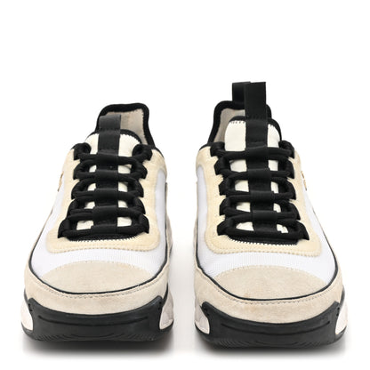 Chanel Velvet Calfskin Mixed Fibers CC Sneakers 37.5 Ivory Black 2 of 12