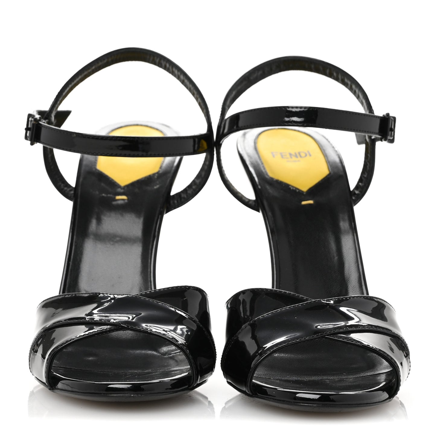 Patent Strap Platform Sandals 39 Black
