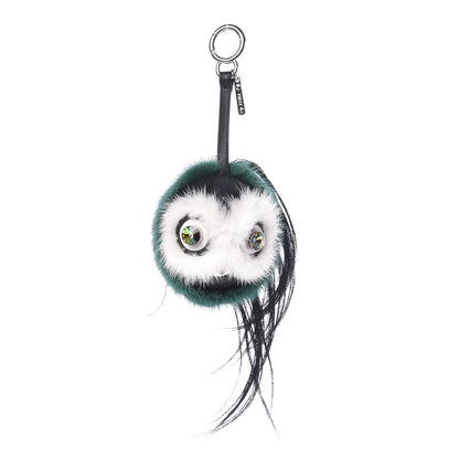 Fendi Mink Goat Fur QuTweet Cucaoo Bag Bug Charm Green White 1 of 4