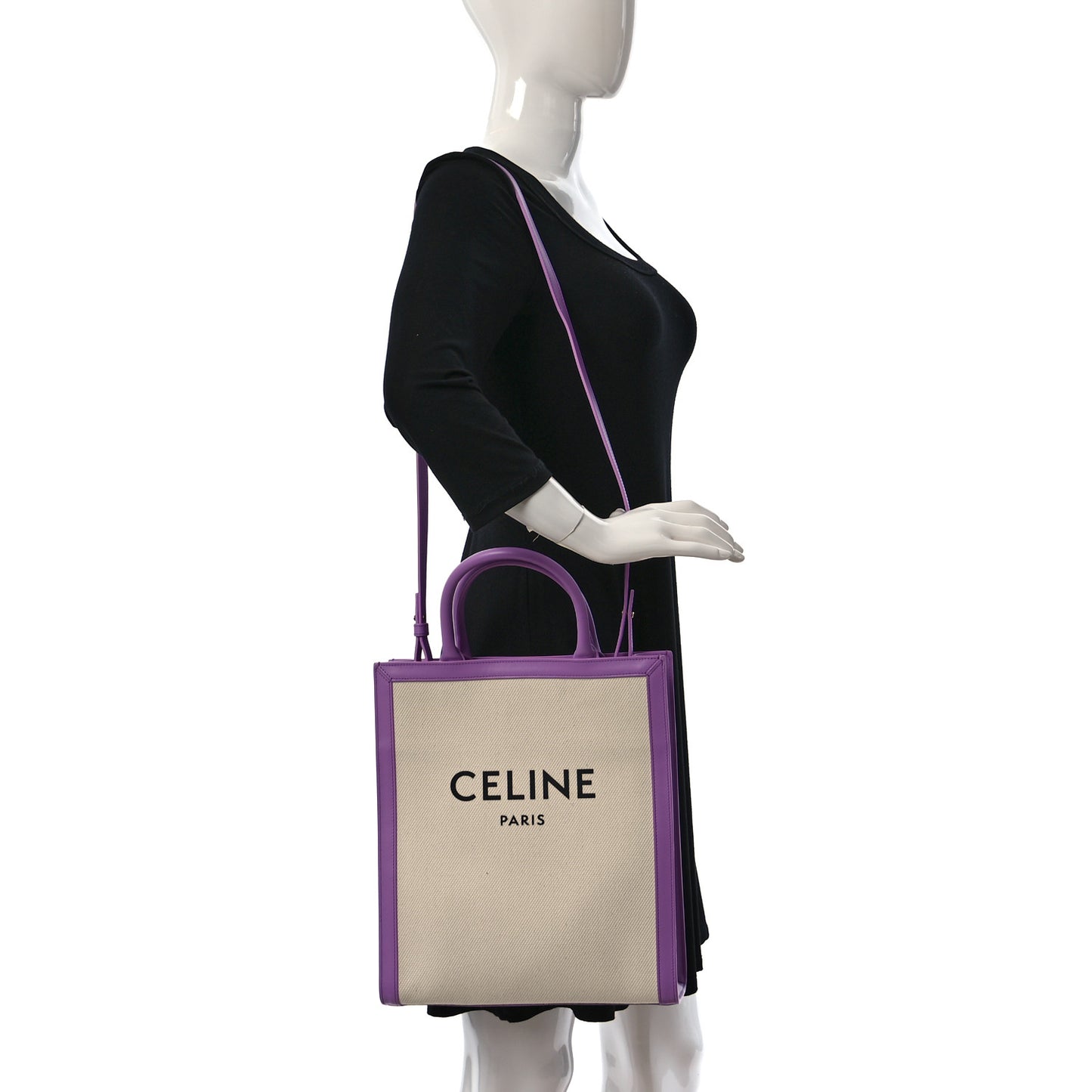 Canvas Calfskin Logo Print Small Vertical Cabas Lilac
