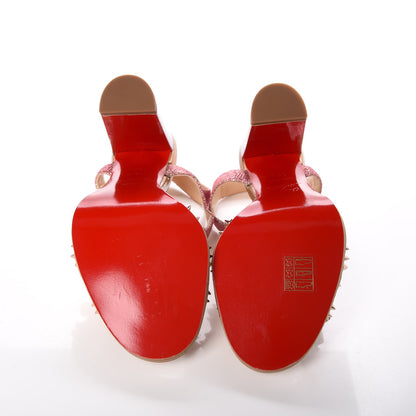 Christian Louboutin Patent Glitter Tisse Miss Roma 100 Sandals 36.5 Version Poudre 5 of 8