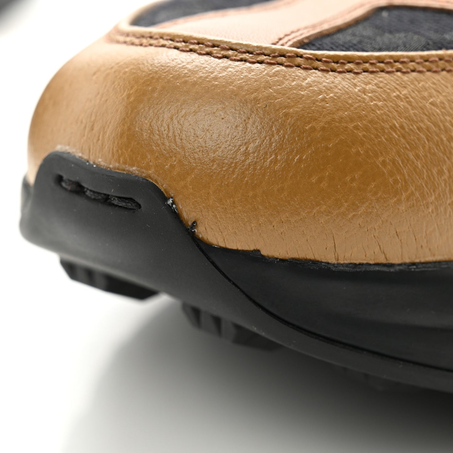 Monogram Textured Dollar Calfskin Mens Rhyton Sneakers 8 Black Khaki Beige