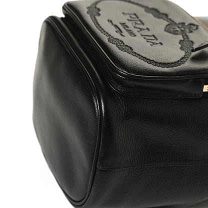 Prada Glace Calfskin Embossed Secchiello Bucket Bag Black 11 of 12
