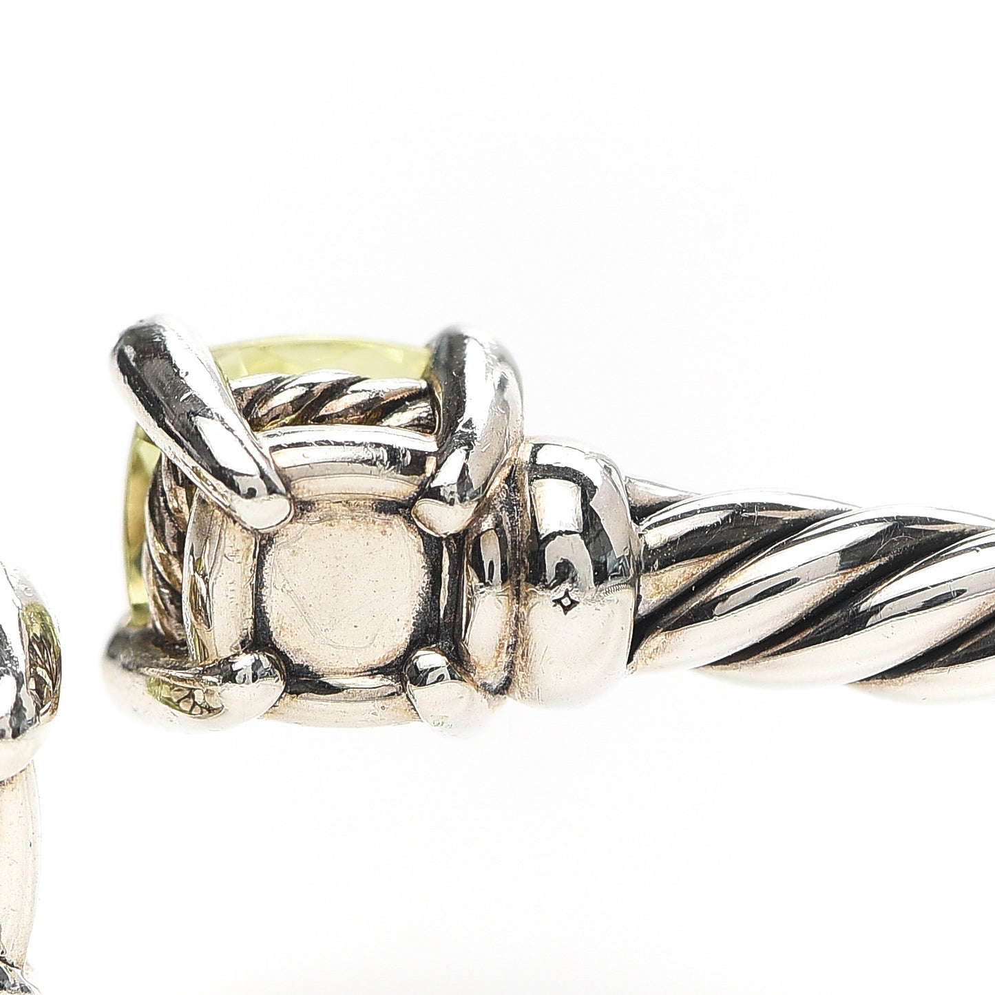 Sterling Silver Diamond Lemon Citrine 4mm Chatelaine Bypass Bracelet