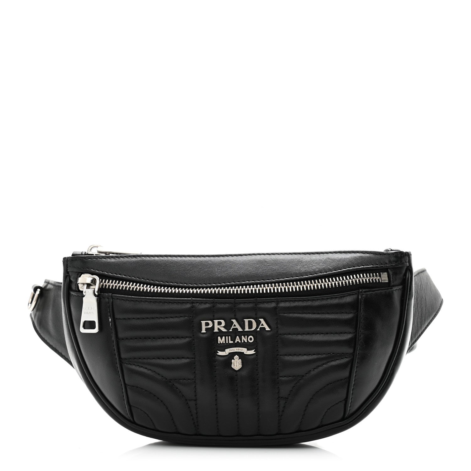 Prada Soft Calfskin Impunture Diagramme Belt Bag Black 1 of 10