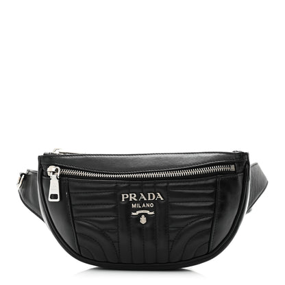 Prada Soft Calfskin Impunture Diagramme Belt Bag Black 1 of 10