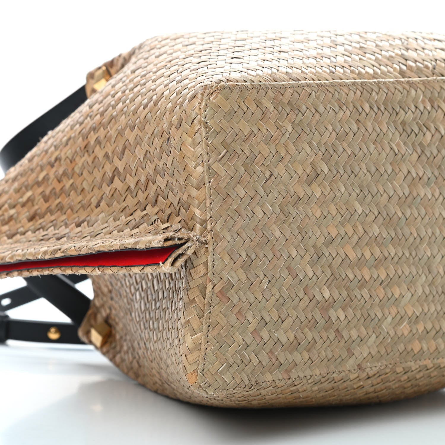 Valentino Garavani Raffia Medium Vlogo Escape Shopper Natural Black Rouge 10 of 12