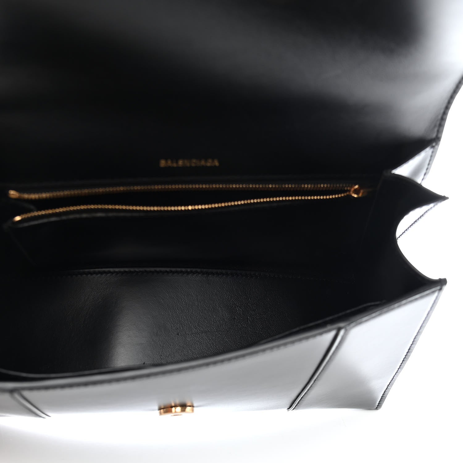 Balenciaga Shiny Box Calfskin Medium Hourglass Top Handle Bag Black 5 of 8