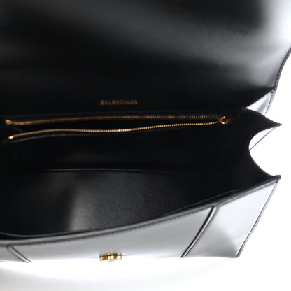 Balenciaga Shiny Box Calfskin Medium Hourglass Top Handle Bag Black 5 of 8