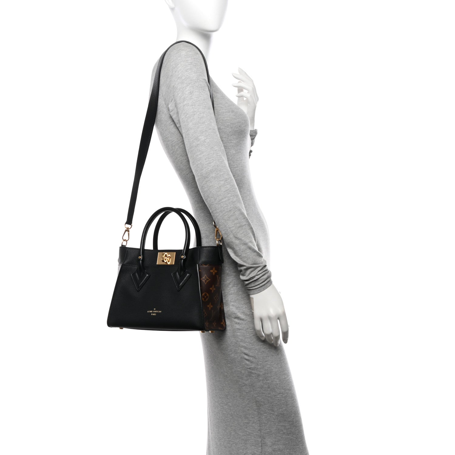 Louis Vuitton Calfskin Monogram On My Side PM Black 2 of 10