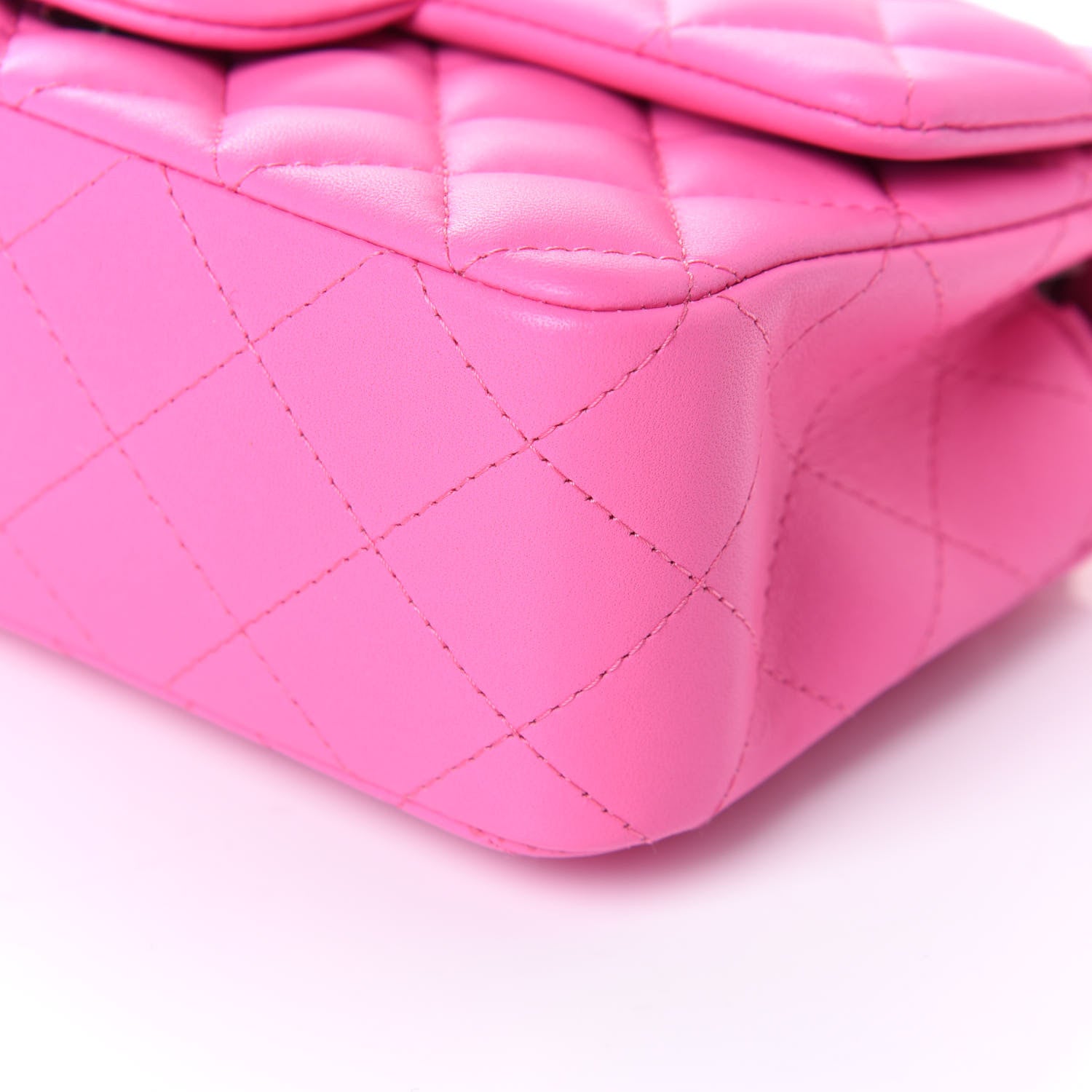 Chanel Lambskin Quilted Mini Rectangular Flap Neon Pink 9 of 10