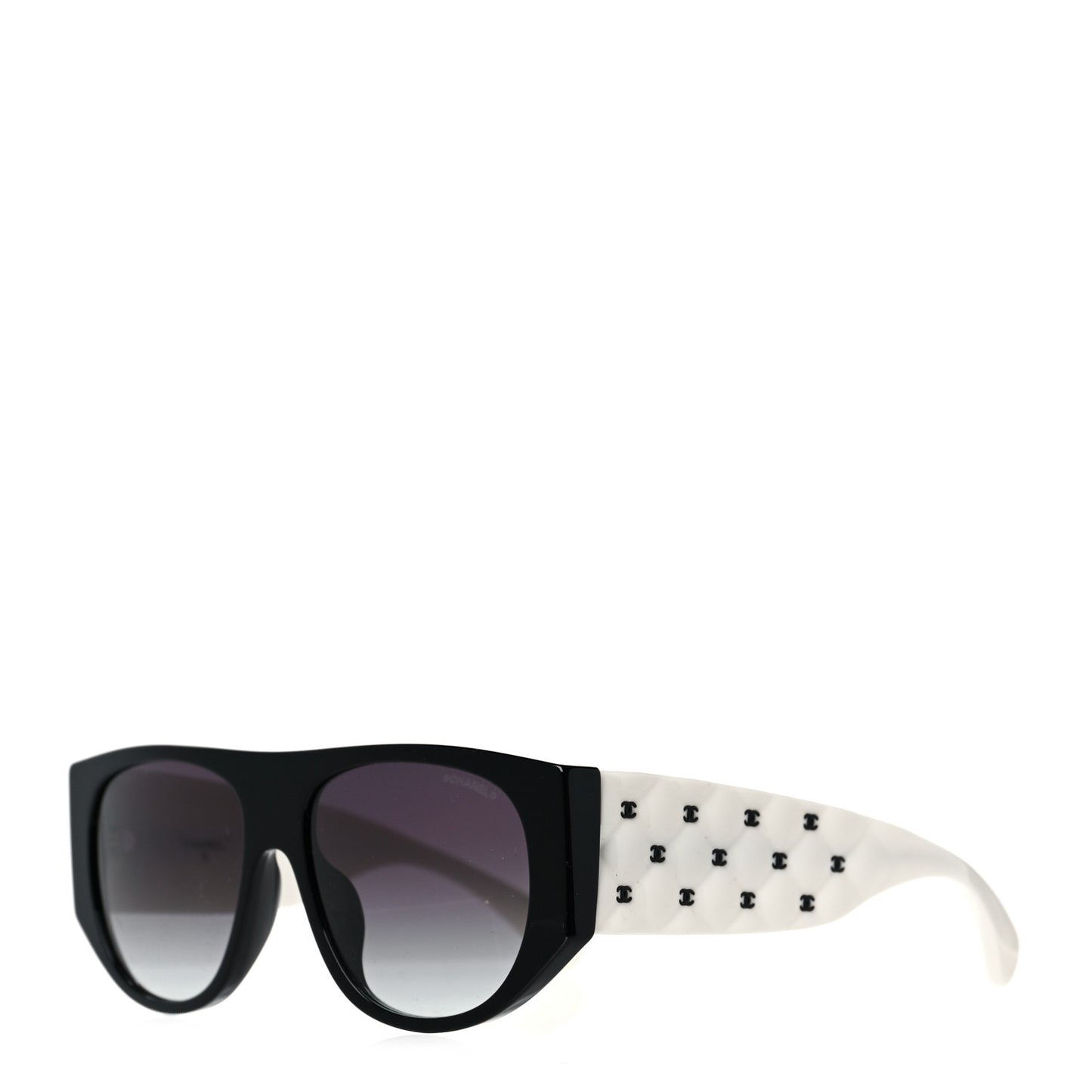 Acetate Quilted CC Pilot Sunglasses 71465 White Black