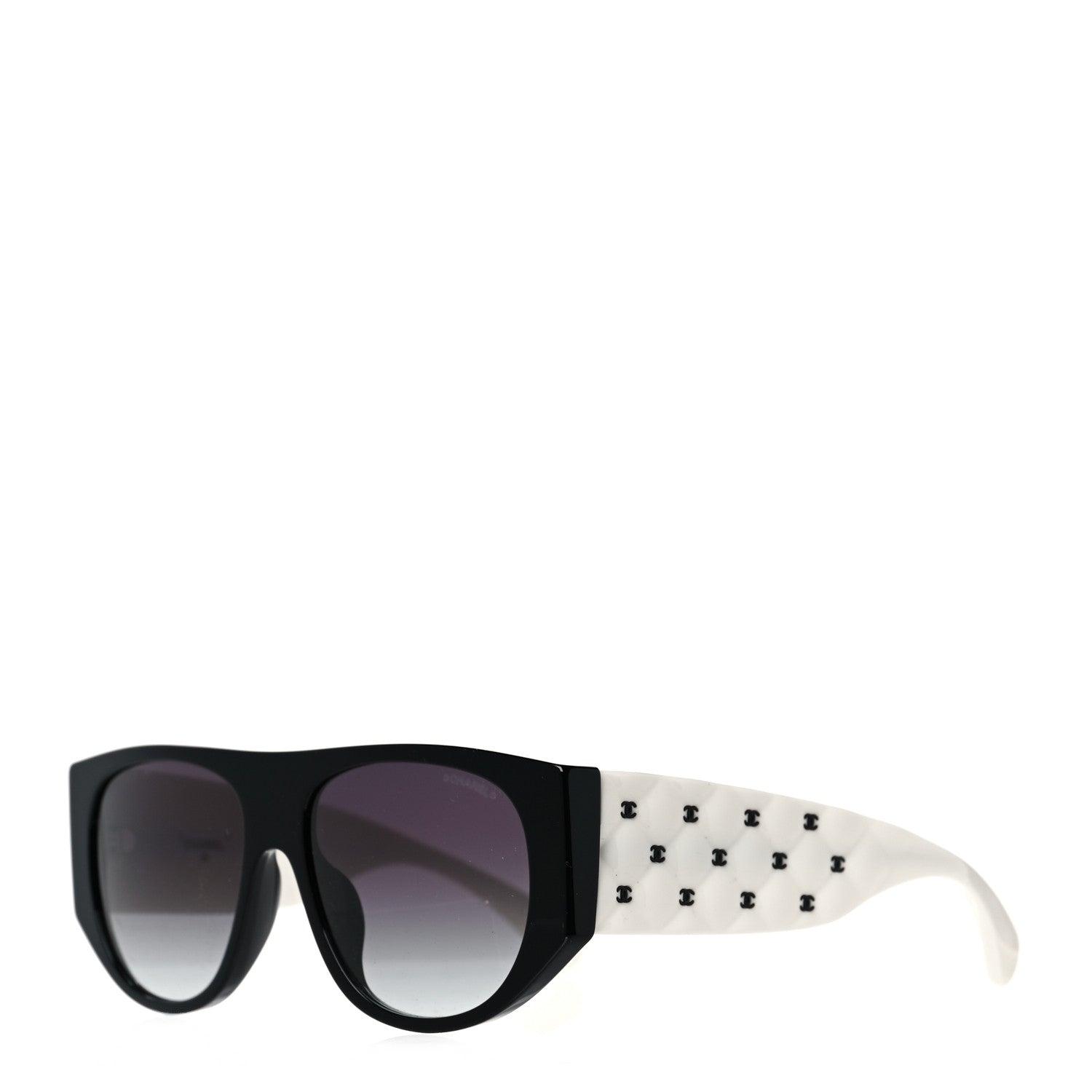 Chanel Acetate Quilted CC Pilot Sunglasses 71465 White Black 1 of 7