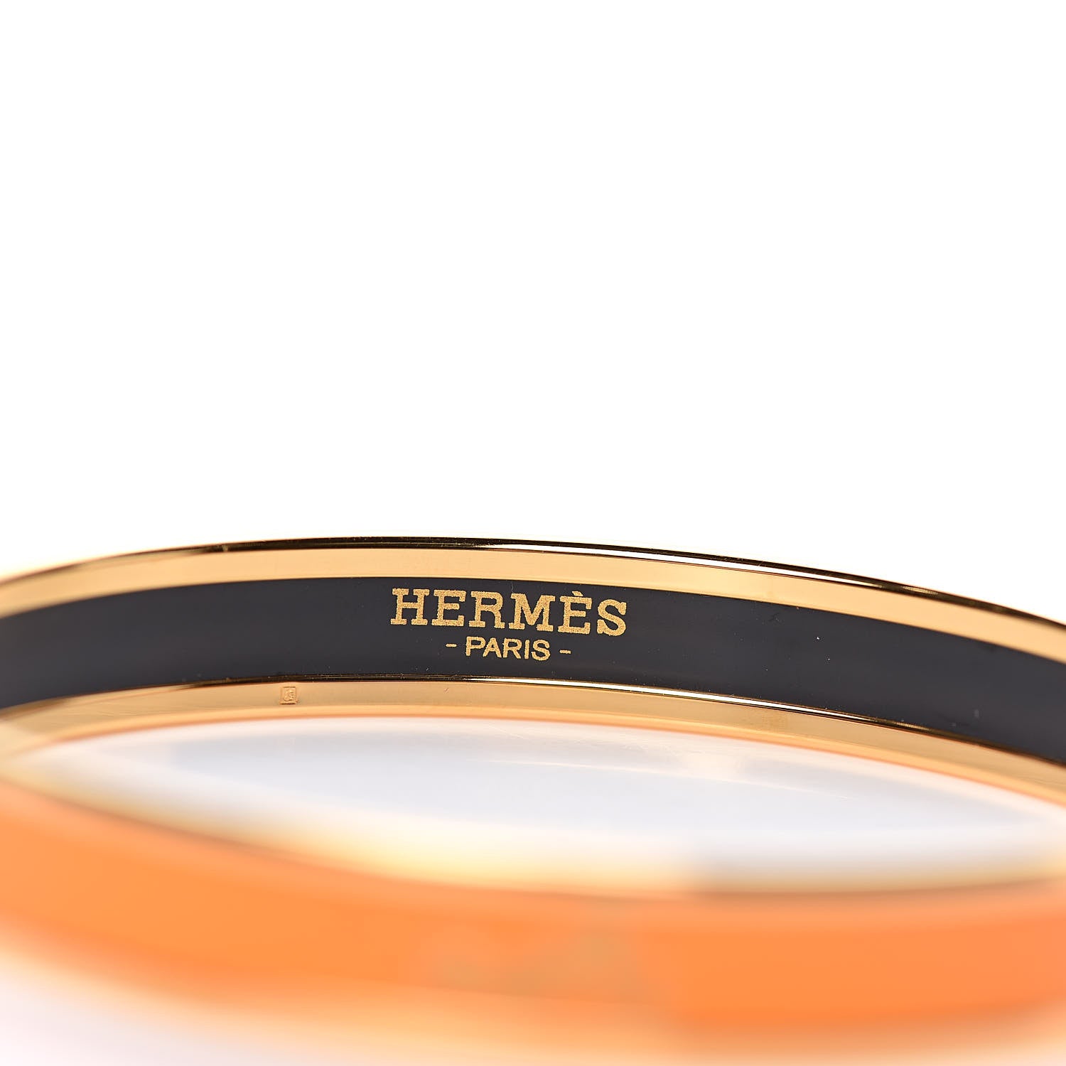 Hermes Enamel Printed Narrow Caleche Bracelet 70 Orange 4 of 5