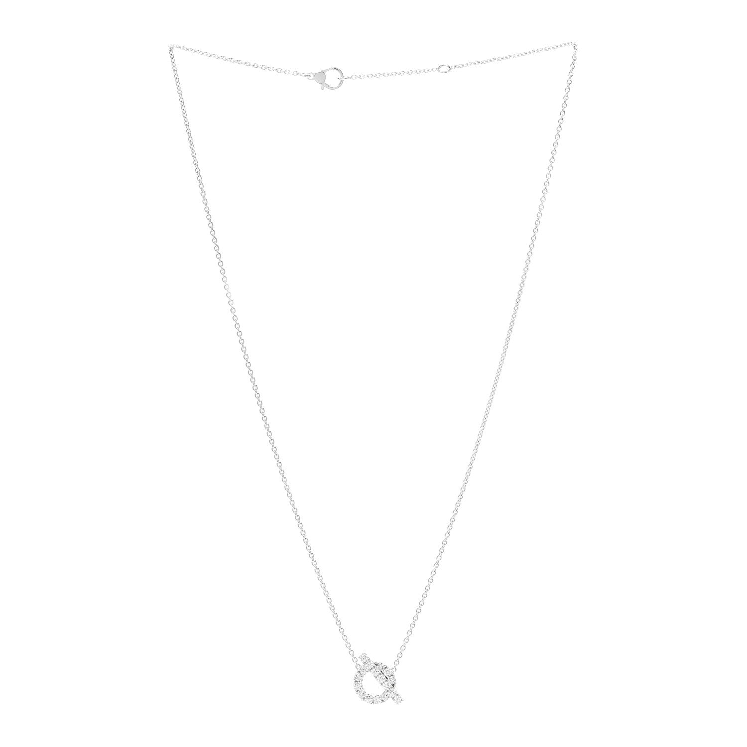 Hermes 18K White Gold Diamond Finesse Pendant Necklace 3 of 7