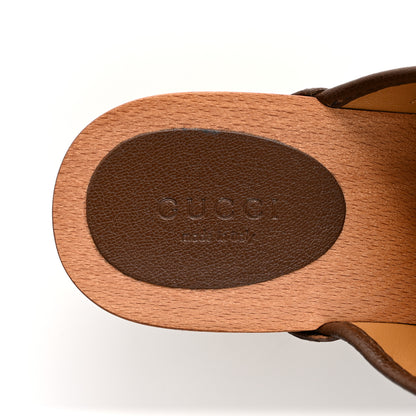 Gucci Monogram Goatskin Horsebit Clog Mules 37 Beige Ebony Brown Sugar 7 of 10