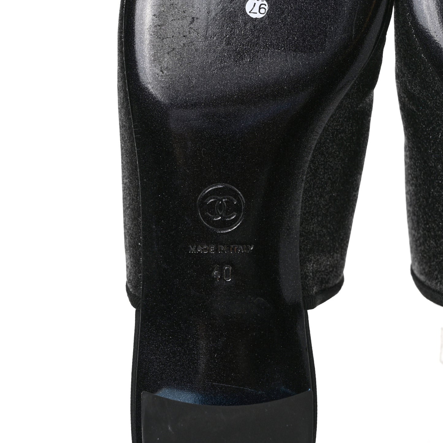 Fabric Glitter Cap Toe Logo Pumps 40 Black