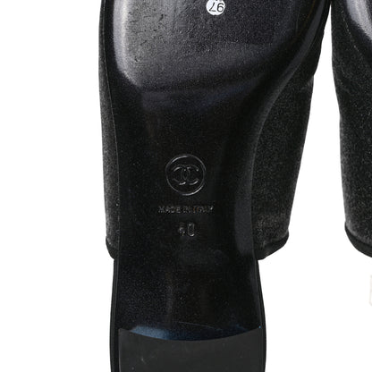 Chanel Fabric Glitter Cap Toe Logo Pumps 40 Black 6 of 9