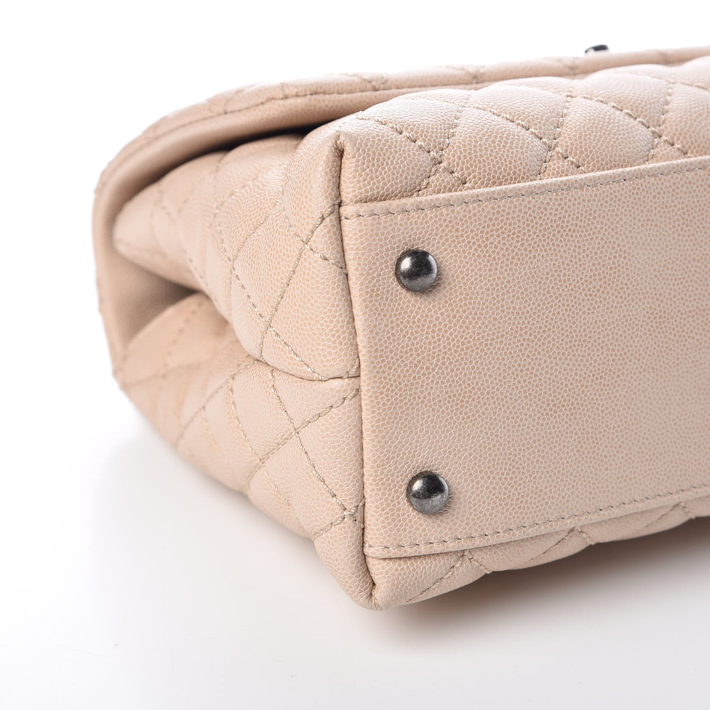 Caviar Quilted Small Coco Handle Flap Light Beige