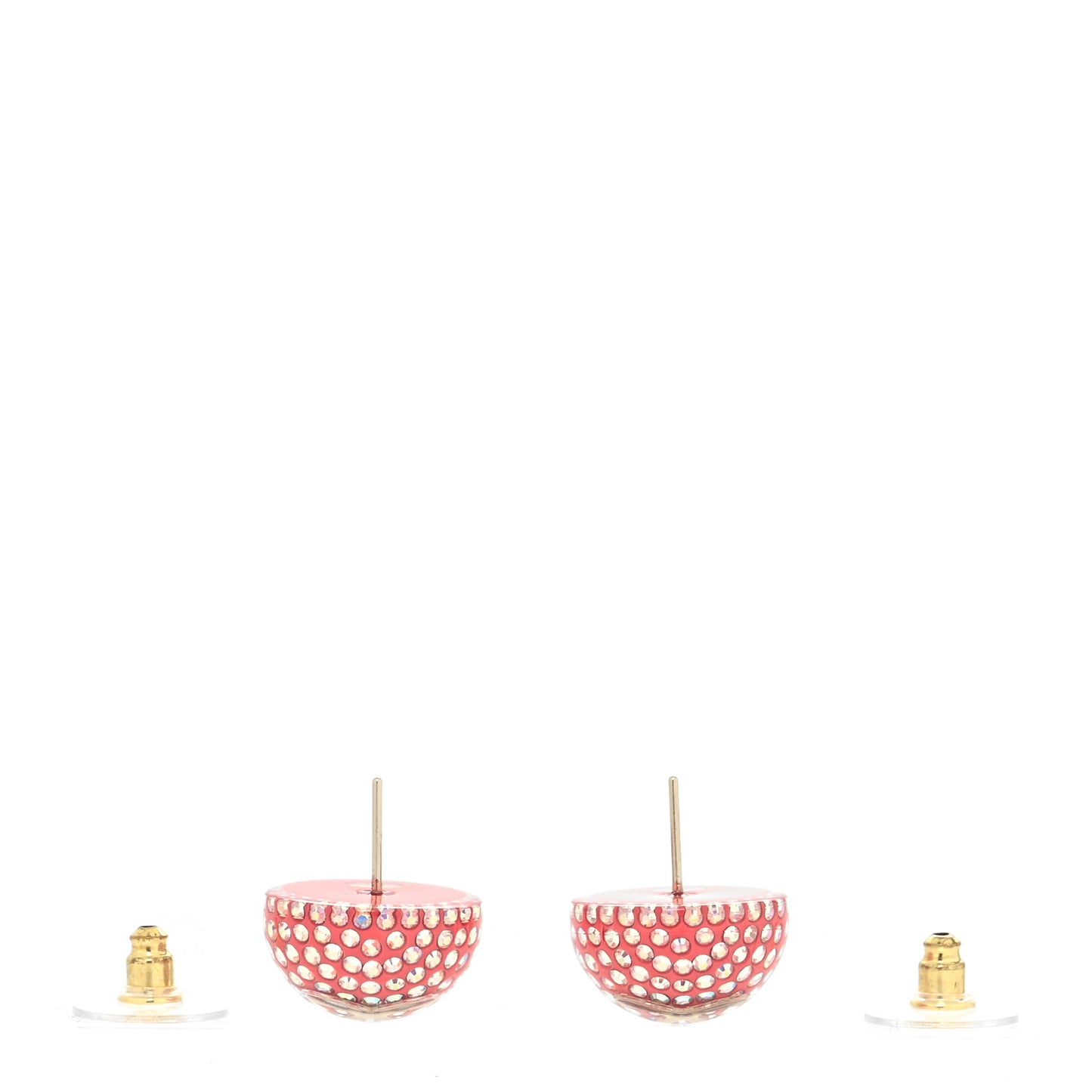 Resin Crystal CC Ball Earrings Pink Gold