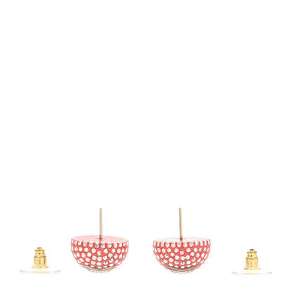 Chanel Resin Crystal CC Ball Earrings Pink Gold 3 of 4